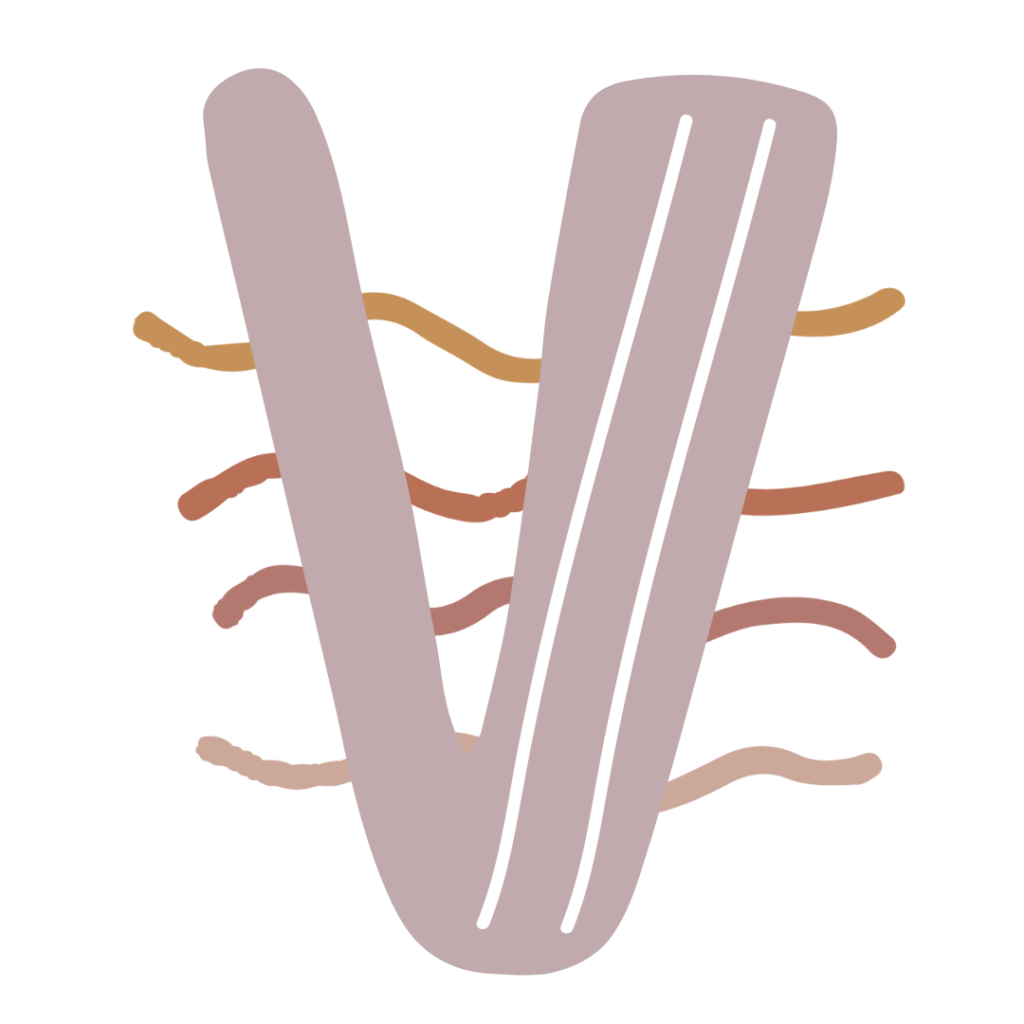 Letter V with wavy squiggles