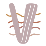 Letter V with wavy squiggles